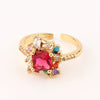Wholesale Jewelry Copper Zircon Inlaid Flower Ring For Women