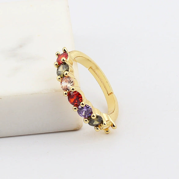 Wholesale Jewelry Copper Zircon Inlaid Flower Ring For Women