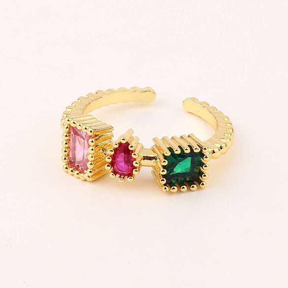 Wholesale Jewelry Copper Zircon Inlaid Flower Ring For Women
