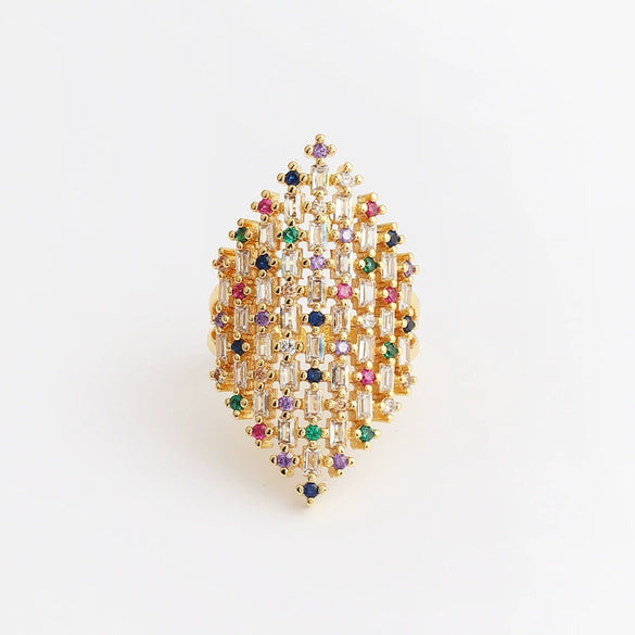 Wholesale Jewelry Copper Zircon Inlaid Flower Ring For Women