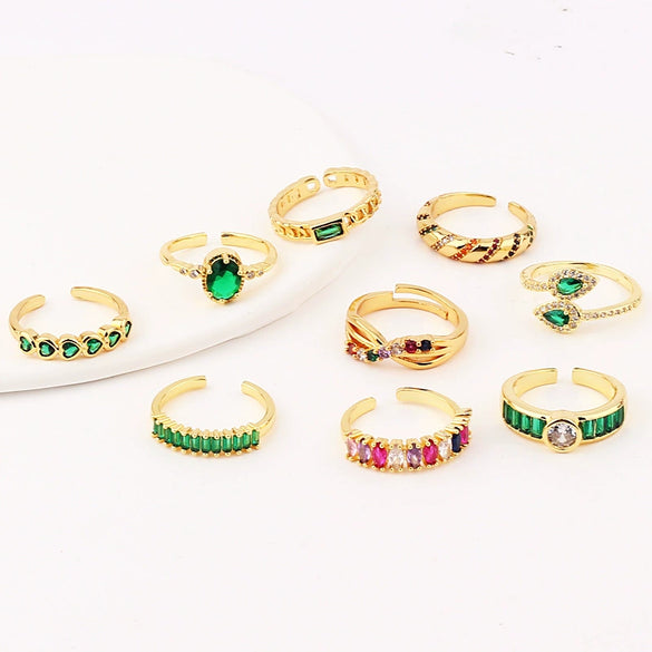Wholesale Jewelry Copper Zircon Inlaid Flower Ring For Women