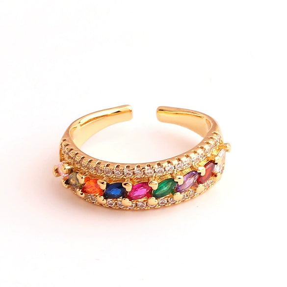 Wholesale Jewelry Copper Zircon Inlaid Flower Ring For Women