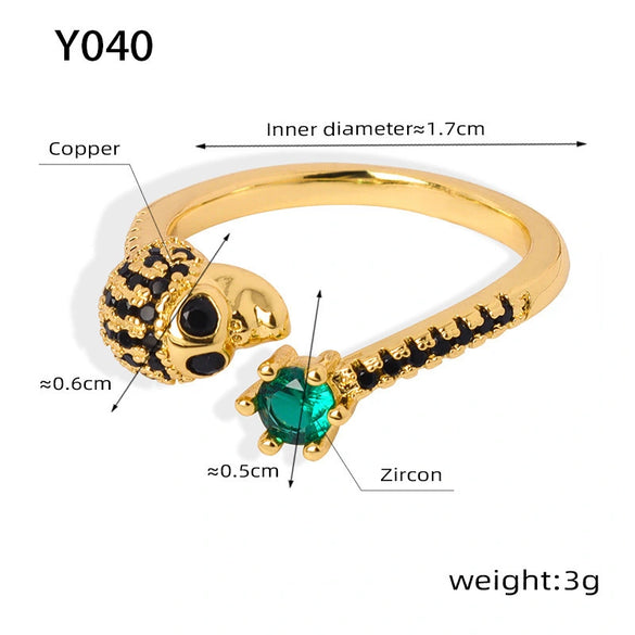 Wholesale Jewelry Copper Zircon Inlaid Geometric Opening Ring For Women
