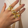 Wholesale Jewelry Copper Zircon Inlaid Geometric Opening Ring For Women