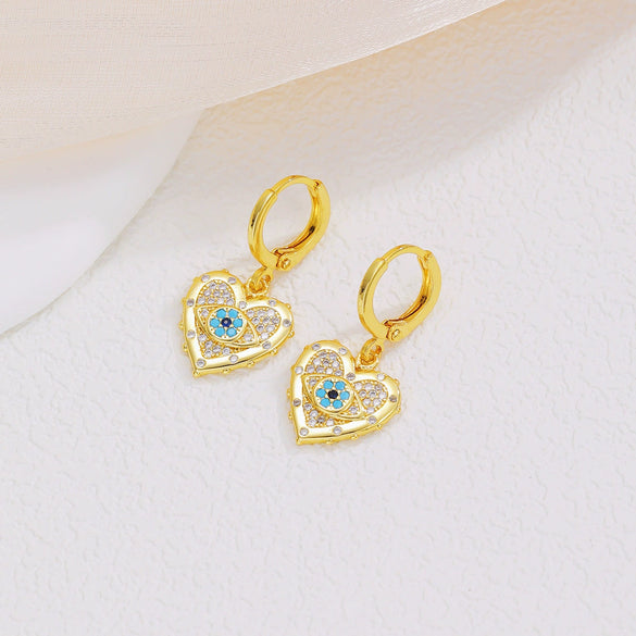 Wholesale Jewelry Copper Zircon Inlay Devil's Eye Pendant Necklace And Earrings