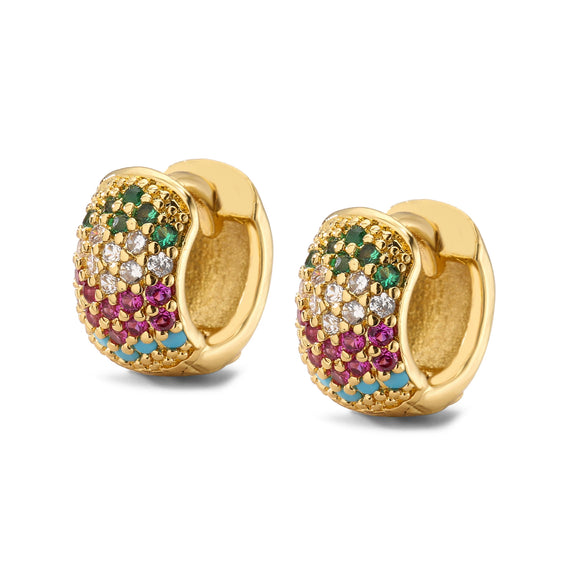 Wholesale Jewelry Copper Zircon Microinlaid Geometric Round Ear Buckle Electroplated Simple Style For Women