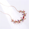 Wholesale Jewelry Copper Zircon Natural Plant Flowers Geometric Style Box Chain Electroplating Necklace