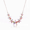 Wholesale Jewelry Copper Zircon Natural Plant Flowers Geometric Style Box Chain Electroplating Necklace