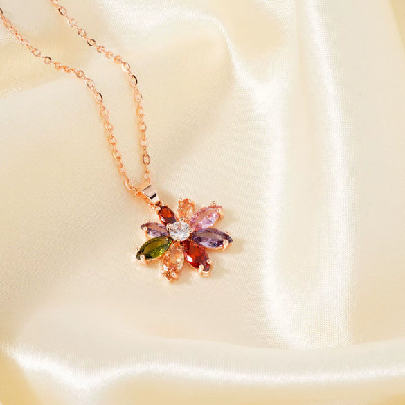Wholesale Jewelry Copper Zircon Plants And Flowers Style Electroplating Earrings Necklace Twopiece Set For Women