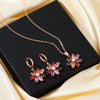 Wholesale Jewelry Copper Zircon Plants And Flowers Style Electroplating Earrings Necklace Twopiece Set For Women
