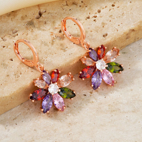 Wholesale Jewelry Copper Zircon Plants And Flowers Style Electroplating Earrings Necklace Twopiece Set For Women