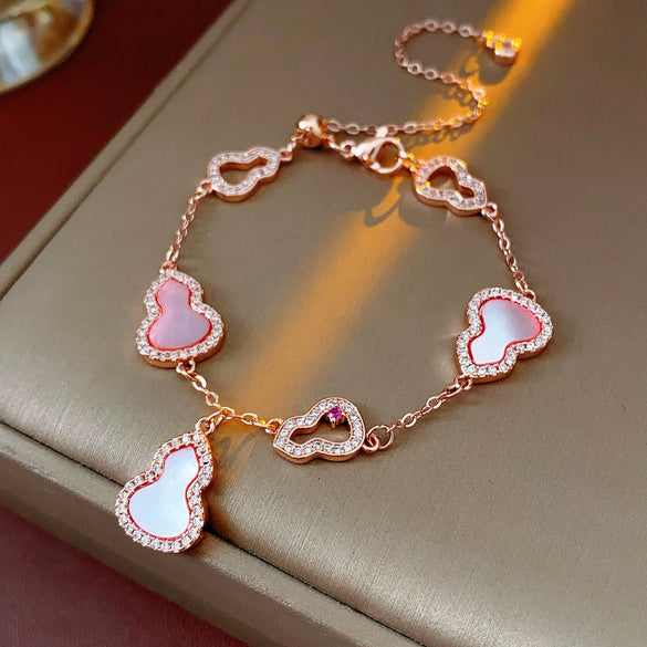 Wholesale Jewelry Copper Zircon Set Plants Flowers Shell Gourd Pendant Set For Women
