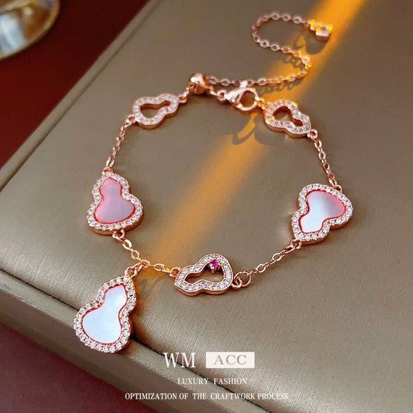 Wholesale Jewelry Copper Zircon Set Plants Flowers Shell Gourd Pendant Set For Women