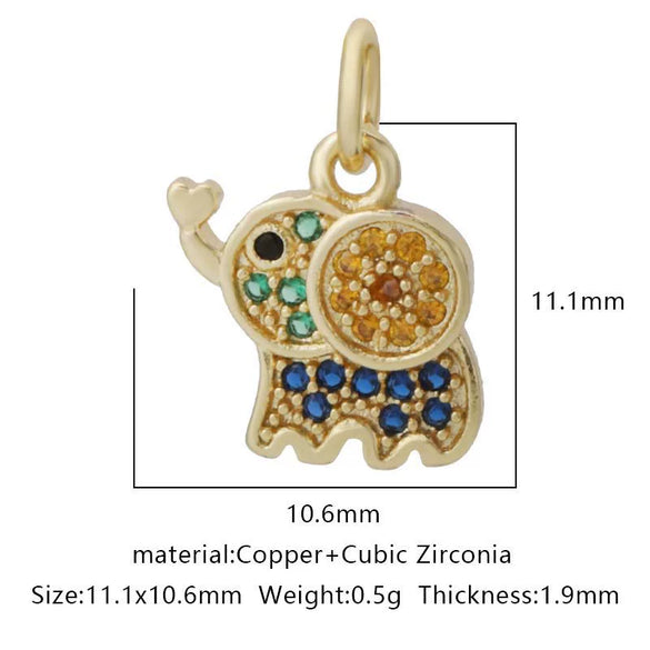 Wholesale Jewelry Copper Zircon Small Pendant With Star Elephant Turtle Shapes Electroplated For Diy Necklace Earrings Accessories