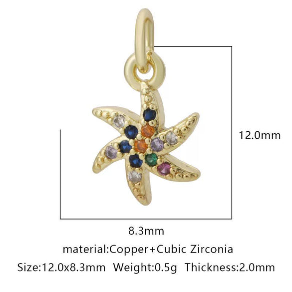 Wholesale Jewelry Copper Zircon Small Pendant With Star Elephant Turtle Shapes Electroplated For Diy Necklace Earrings Accessories