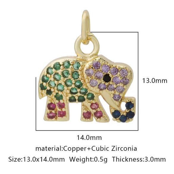 Wholesale Jewelry Copper Zircon Small Pendant With Star Elephant Turtle Shapes Electroplated For Diy Necklace Earrings Accessories