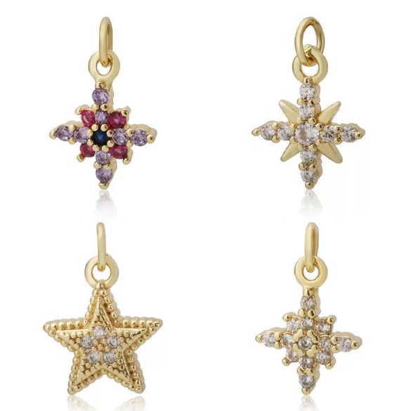 Wholesale Jewelry Copper Zircon Small Pendant With Star Elephant Turtle Shapes Electroplated For Diy Necklace Earrings Accessories