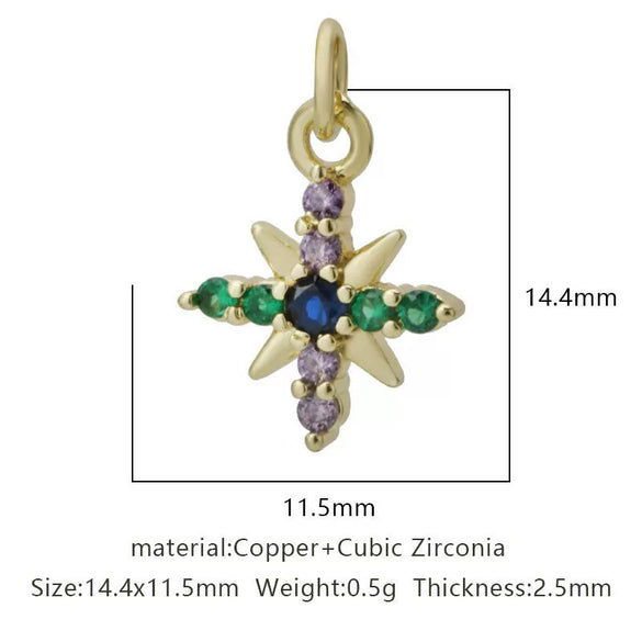 Wholesale Jewelry Copper Zircon Small Pendant With Star Elephant Turtle Shapes Electroplated For Diy Necklace Earrings Accessories