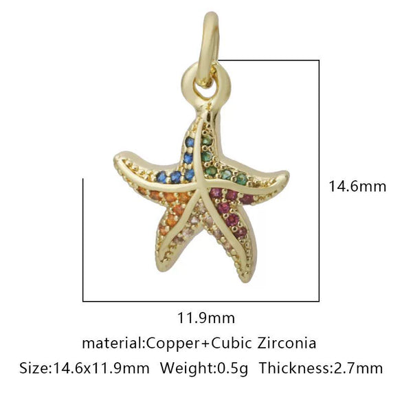 Wholesale Jewelry Copper Zircon Small Pendant With Star Elephant Turtle Shapes Electroplated For Diy Necklace Earrings Accessories