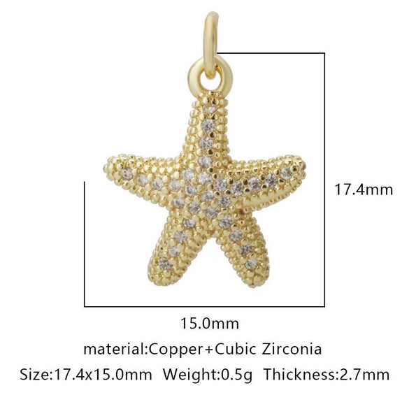 Wholesale Jewelry Copper Zircon Small Pendant With Star Elephant Turtle Shapes Electroplated For Diy Necklace Earrings Accessories