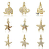 Wholesale Jewelry Copper Zircon Small Pendant With Star Elephant Turtle Shapes Electroplated For Diy Necklace Earrings Accessories