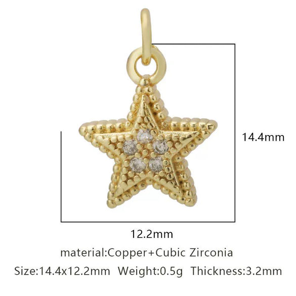 Wholesale Jewelry Copper Zircon Small Pendant With Star Elephant Turtle Shapes Electroplated For Diy Necklace Earrings Accessories