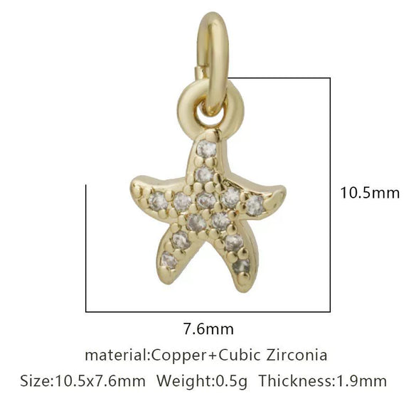 Wholesale Jewelry Copper Zircon Small Pendant With Star Elephant Turtle Shapes Electroplated For Diy Necklace Earrings Accessories