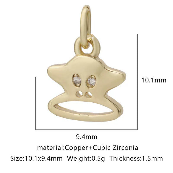 Wholesale Jewelry Copper Zircon Small Pendant With Star Elephant Turtle Shapes Electroplated For Diy Necklace Earrings Accessories