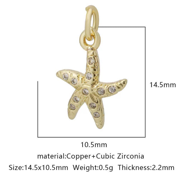 Wholesale Jewelry Copper Zircon Small Pendant With Star Elephant Turtle Shapes Electroplated For Diy Necklace Earrings Accessories