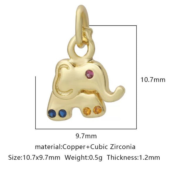 Wholesale Jewelry Copper Zircon Small Pendant With Star Elephant Turtle Shapes Electroplated For Diy Necklace Earrings Accessories