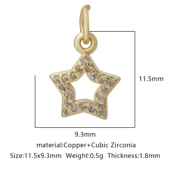 Wholesale Jewelry Copper Zircon Small Pendant With Star Elephant Turtle Shapes Electroplated For Diy Necklace Earrings Accessories