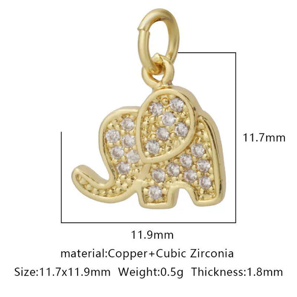 Wholesale Jewelry Copper Zircon Small Pendant With Star Elephant Turtle Shapes Electroplated For Diy Necklace Earrings Accessories