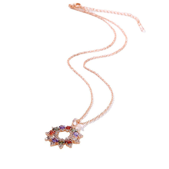 Wholesale Jewelry Copper Zircon Women's Natural Flower Pendant Ochain Necklace