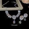 Wholesale Jewelry Copper Zirconia Heart Water Drop Bell Pendant Necklace And Earrings Set With Clavicle Chain For Women