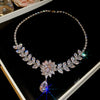 Wholesale Jewelry Copper Zirconia Heart Water Drop Bell Pendant Necklace And Earrings Set With Clavicle Chain For Women