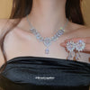 Wholesale Jewelry Copper Zirconia Heart Water Drop Bell Pendant Necklace And Earrings Set With Clavicle Chain For Women