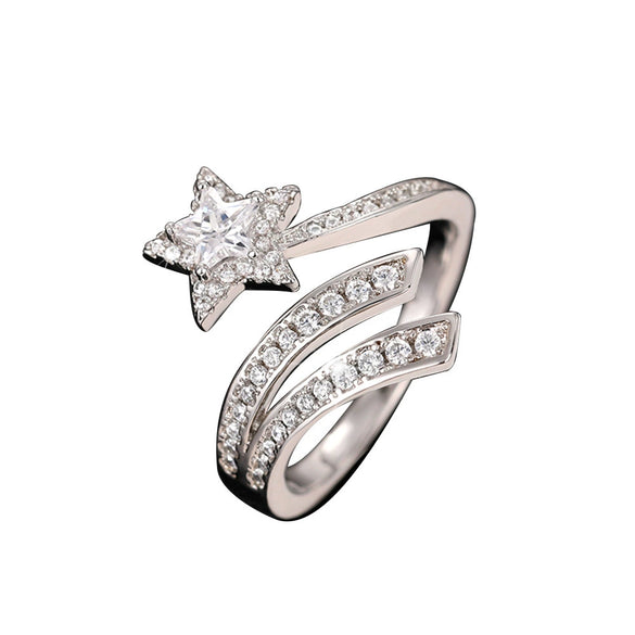 Wholesale Jewelry Copper Zirconia Inlay Stars Sun And Moon Clouds Cosmic Style Doublelayer Winding Opening Ring And Earrings