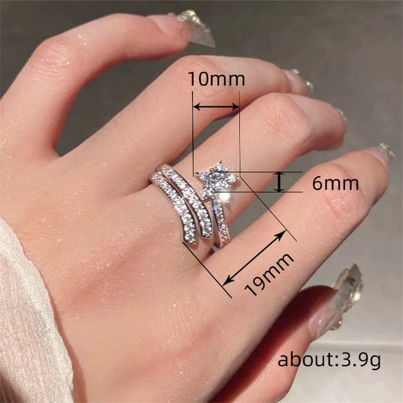 Wholesale Jewelry Copper Zirconia Inlay Stars Sun And Moon Clouds Cosmic Style Doublelayer Winding Opening Ring And Earrings