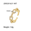 Wholesale Jewelry Copper Zirconium Geometric Style Opening Ring Electroplated Adjustable Women's Jewelry
