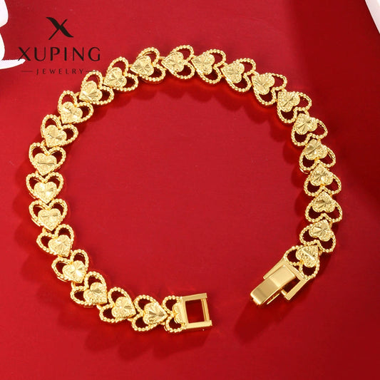 Wholesale Jewelry Copperzinc Alloy Goldplated Hollow Heartshaped Retro Bracelet For Women