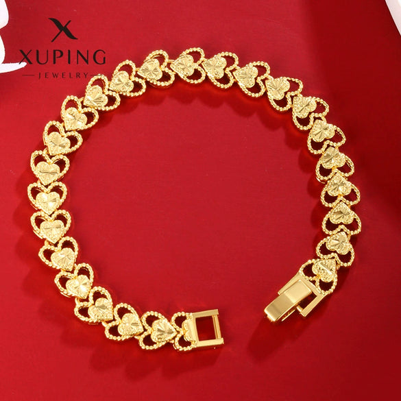 Wholesale Jewelry Copperzinc Alloy Goldplated Hollow Heartshaped Retro Bracelet For Women