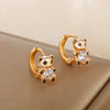 Wholesale Jewelry Copperzinc Alloy Heartshaped Bear Earring With Crown Star Animal Zodiac Pattern Electroplated For Women