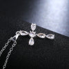 Wholesale Jewelry Creative Dropshaped Clawset Crystal Necklace Mixed Gemstone Inlay Copper O Chain Zirconia For Women