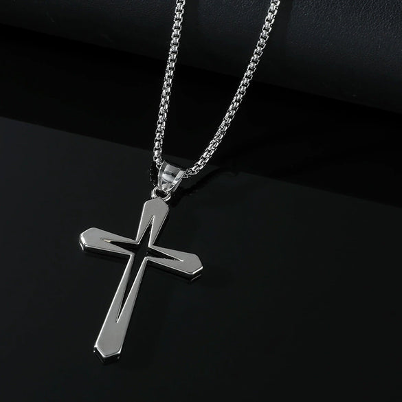 Wholesale Jewelry Cross Alloy Pendant Electroplated Geometric Unisex Clavicle Chain Necklace