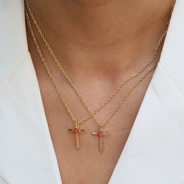 Wholesale Jewelry Cross Brass Copper Electroplated Ochain Pendant Necklace For Women