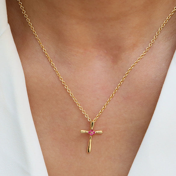 Wholesale Jewelry Cross Brass Copper Electroplated Ochain Pendant Necklace For Women