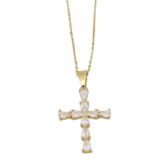 Wholesale Jewelry Cross Copper Electroplated Ochain Pendant Necklace