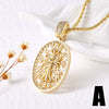 Wholesale Jewelry Cross Pendant Necklace Copper 18K Gold Plated Electroplating Geometric Style Box Chain