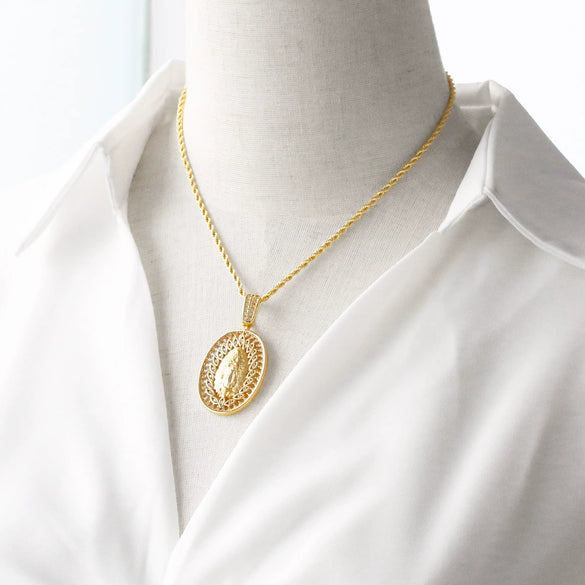 Wholesale Jewelry Cross Pendant Necklace Copper 18K Gold Plated Electroplating Geometric Style Box Chain