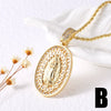Wholesale Jewelry Cross Pendant Necklace Copper 18K Gold Plated Electroplating Geometric Style Box Chain
